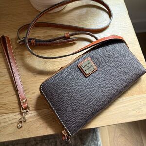 Dooney & Bourke Pebble Grain Large Zip Around Wristlet Crossbody